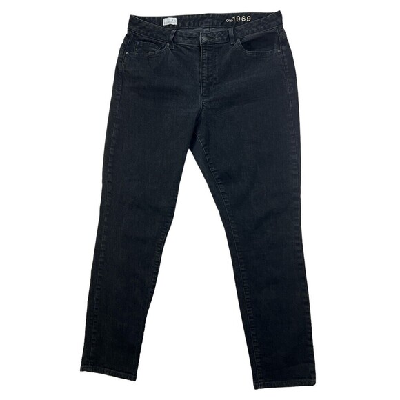 Gap 1969 High Rise Skinny Black Denim Women‎ Jeans Size 33R - Picture 1 of 12